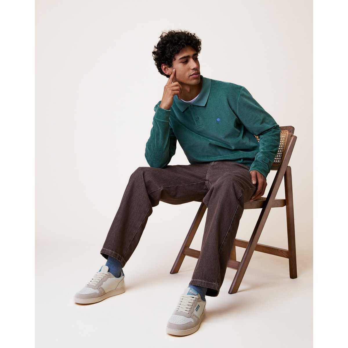 Polo en maille vert grisé, FAGUO