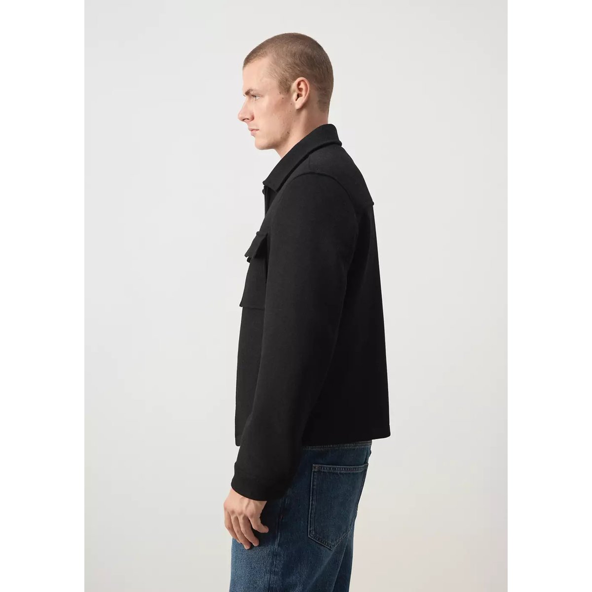 Veste en mélange de laine à poches noir, MANGO MAN