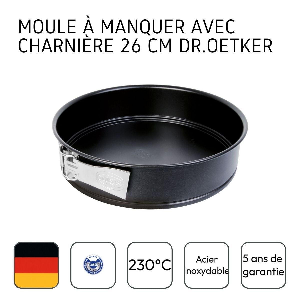 Lot de 2 moules à gâteaux 26/26 cm en acier TRADITION noir, DR OETKER