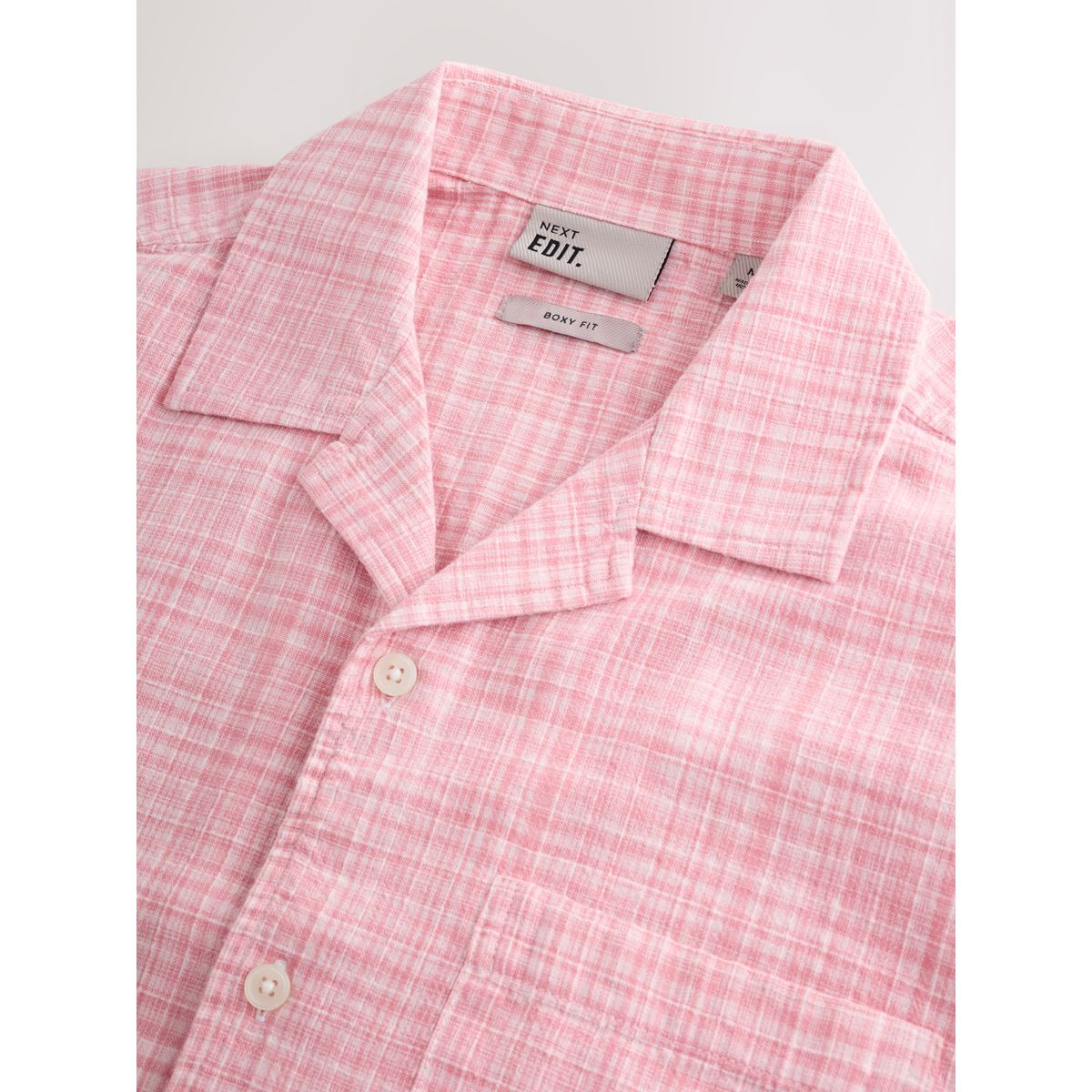 Chemise à carreaux manches courtes micro rose, NEXT