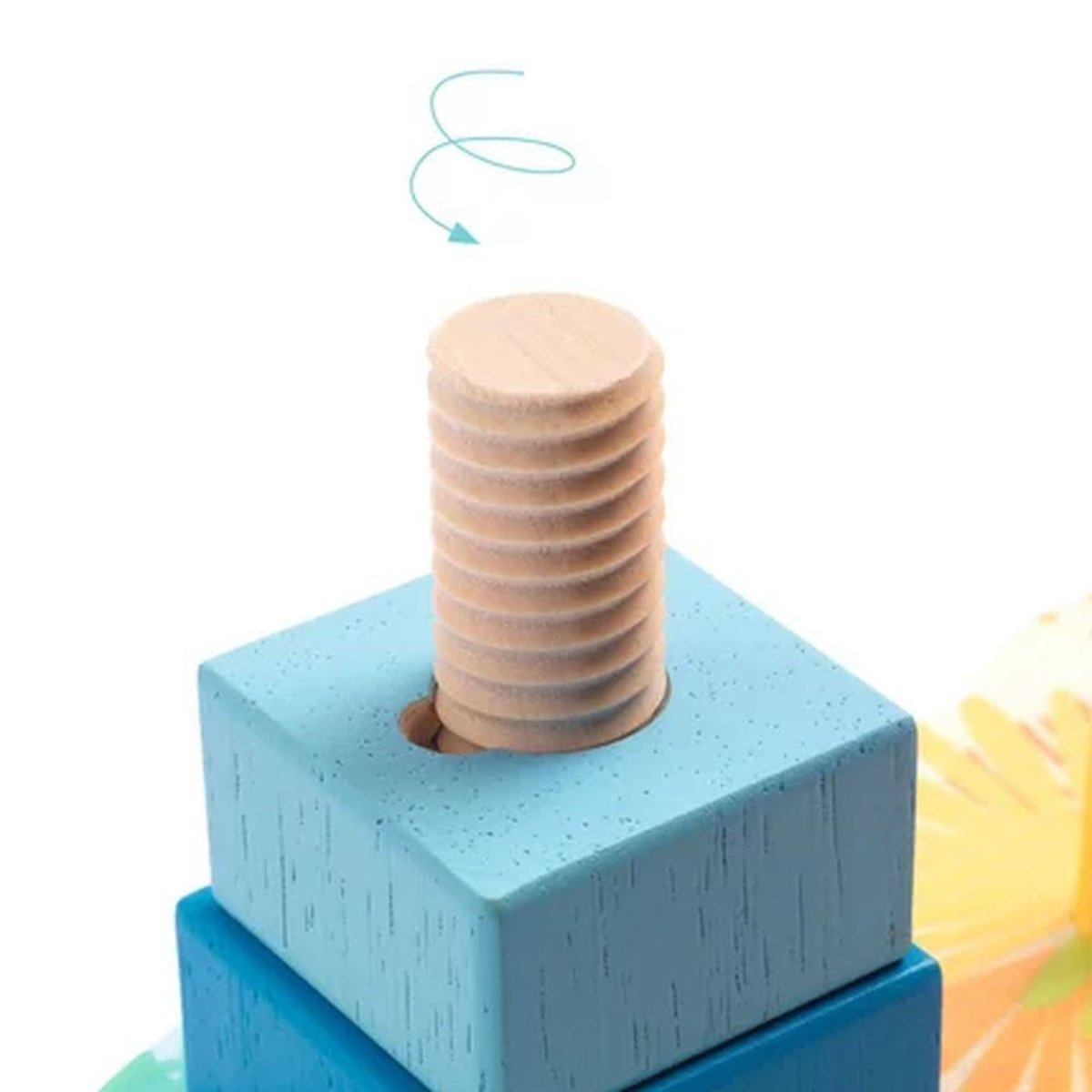Jeu d'éveil en bois à empiler et à visser multicolore, DJECO