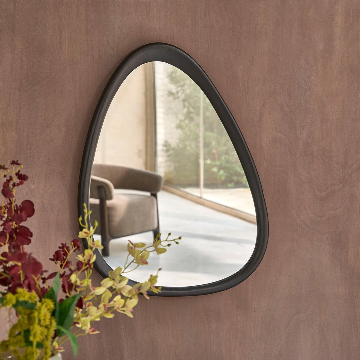 Miroir organique en bois massif 75x60 cm  THELMA noir, BERAH GETAH