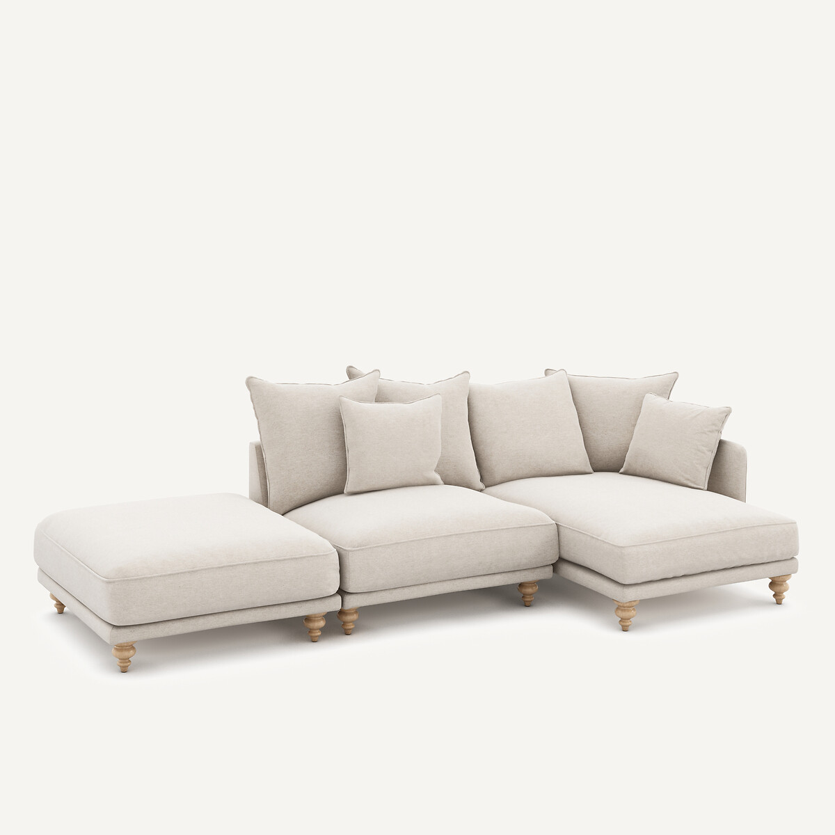 Chaiselongue aus meliertem Stoff, LAZARE elfenbein, AM.PM
