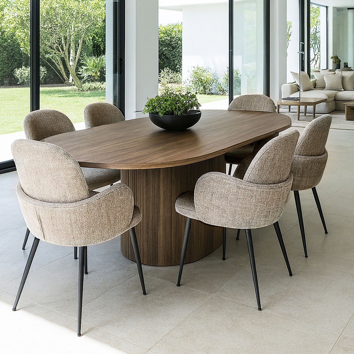 Lot de 2 fauteuils de table en tissu et pieds en métal, GINETTE couleur unique, NOW'S HOME