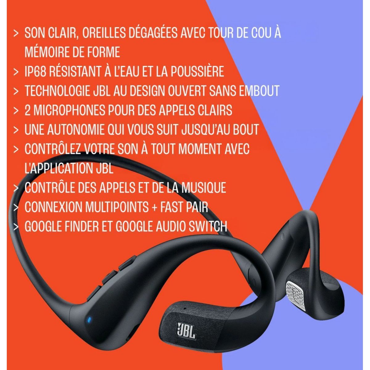 Ecouteurs sport Endurance Pace Noir couleur unique, JBL