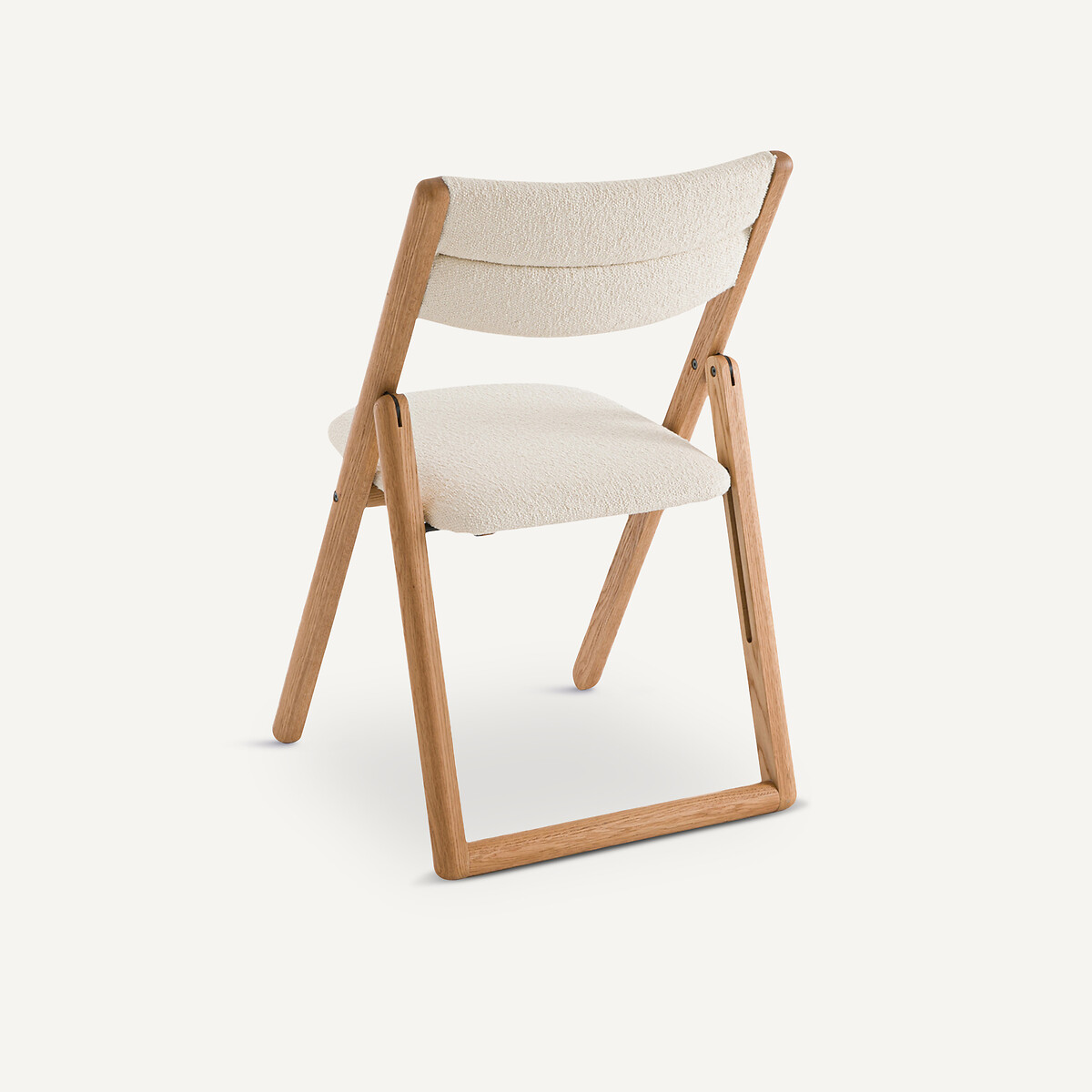 Chaise pliante en chêne massif et tissu bouclette, CAMMINATA craie, AM.PM X EMMANUEL GALLINA