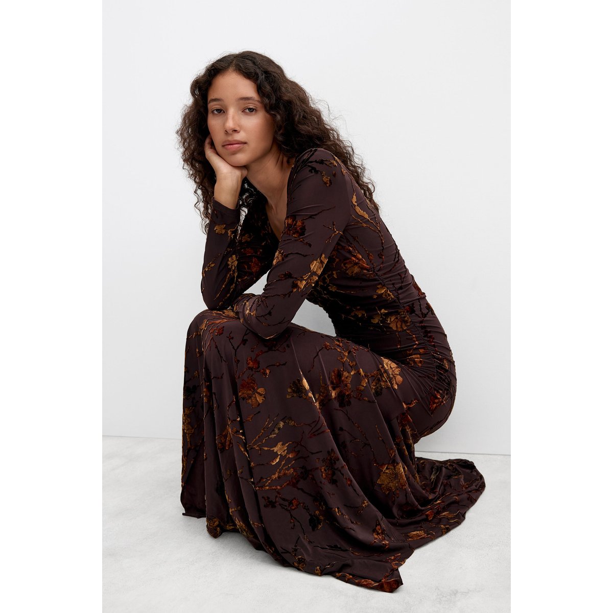 robe midi en maille marron, DESIGUAL