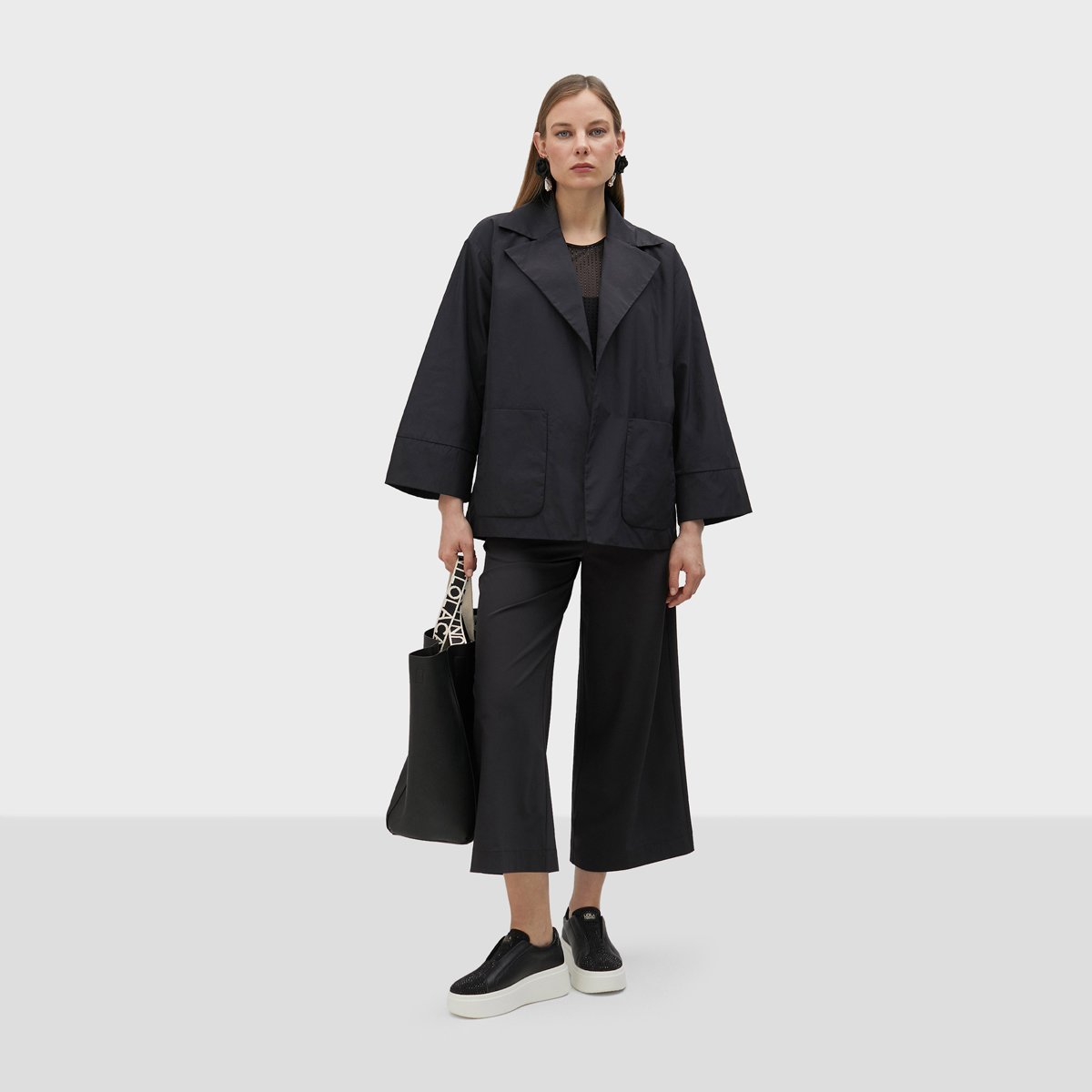 Pantalon large avec fermeture par cordon de serrage noir, LOLA CASADEMUNT