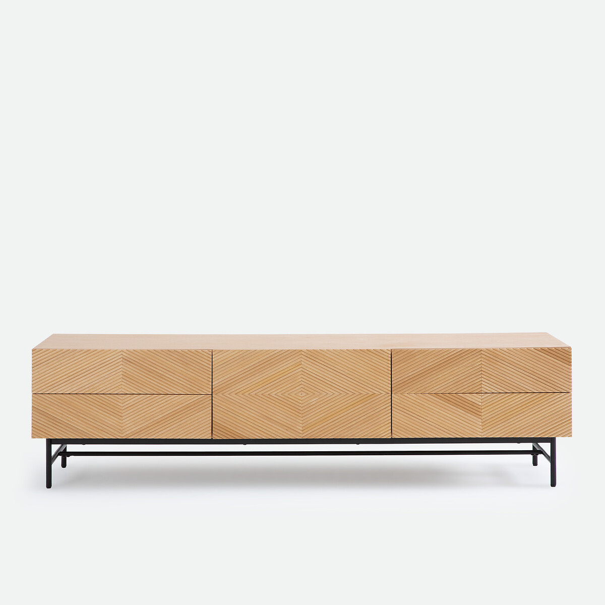 TV-Schrank JEREM aus Furnier mit reliefartiger Front, Breite 180 cm eichefarben, LA REDOUTE INTERIEURS