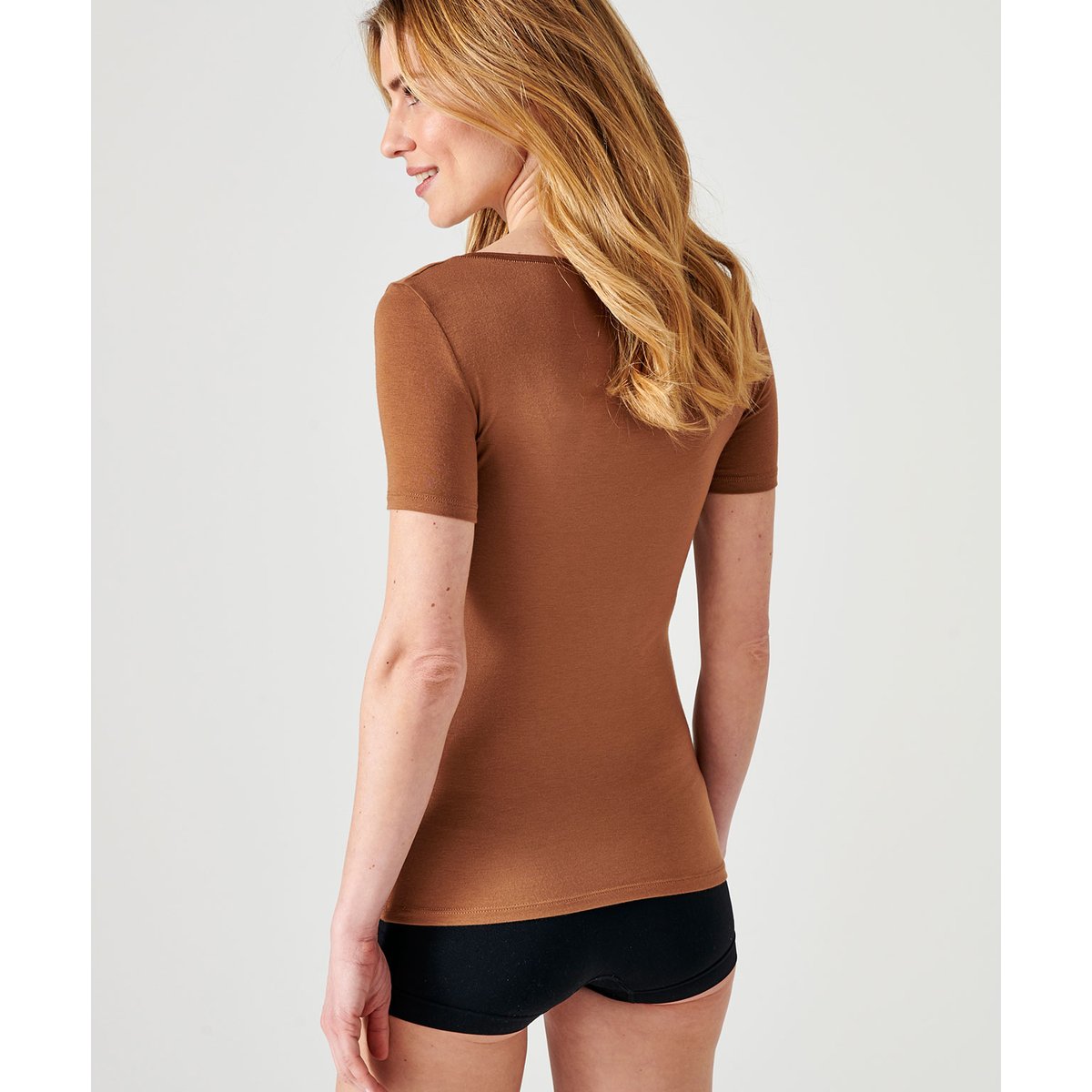 T-shirt manches courtes Thermolactyl marron havane, DAMART