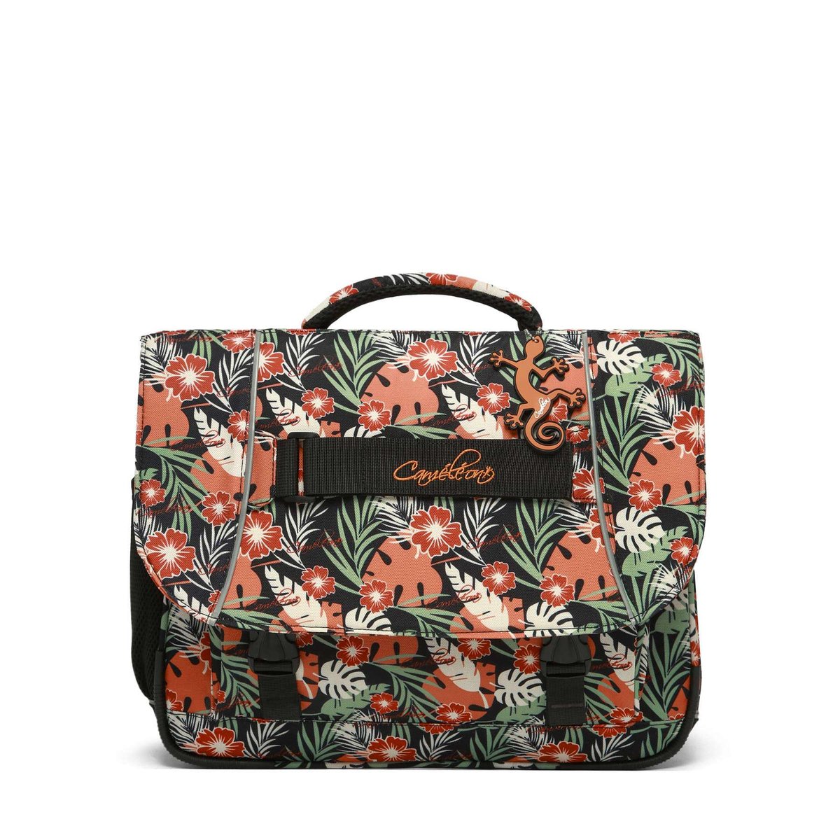 Cartable 2 compartiments coral hibiscus, CAMELEON