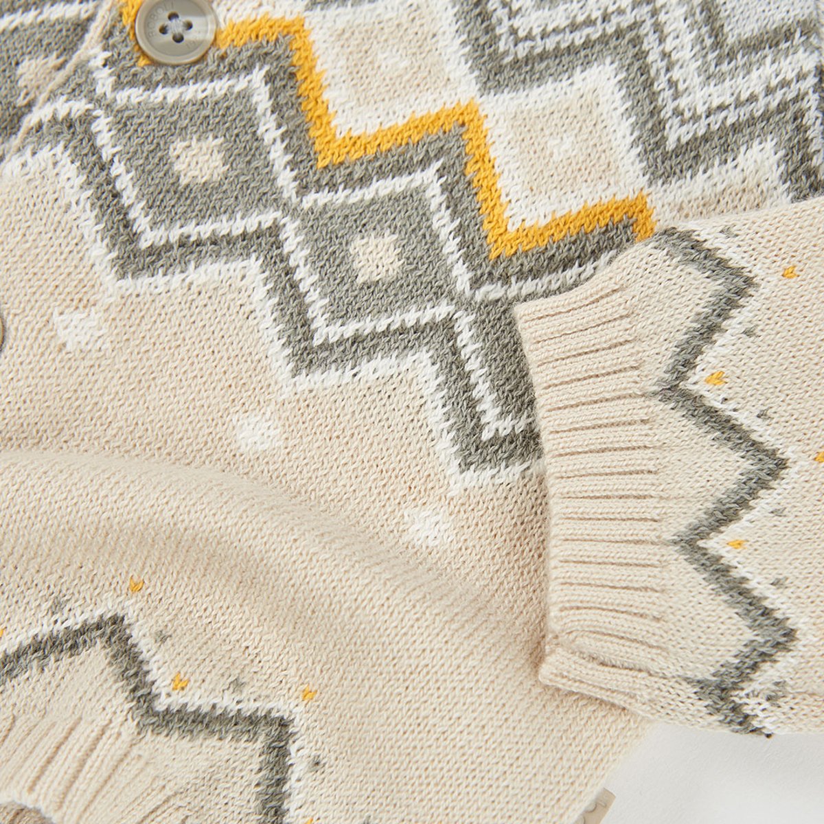 Gilet bébé maille imprimé géométrique beige, BOBOLI