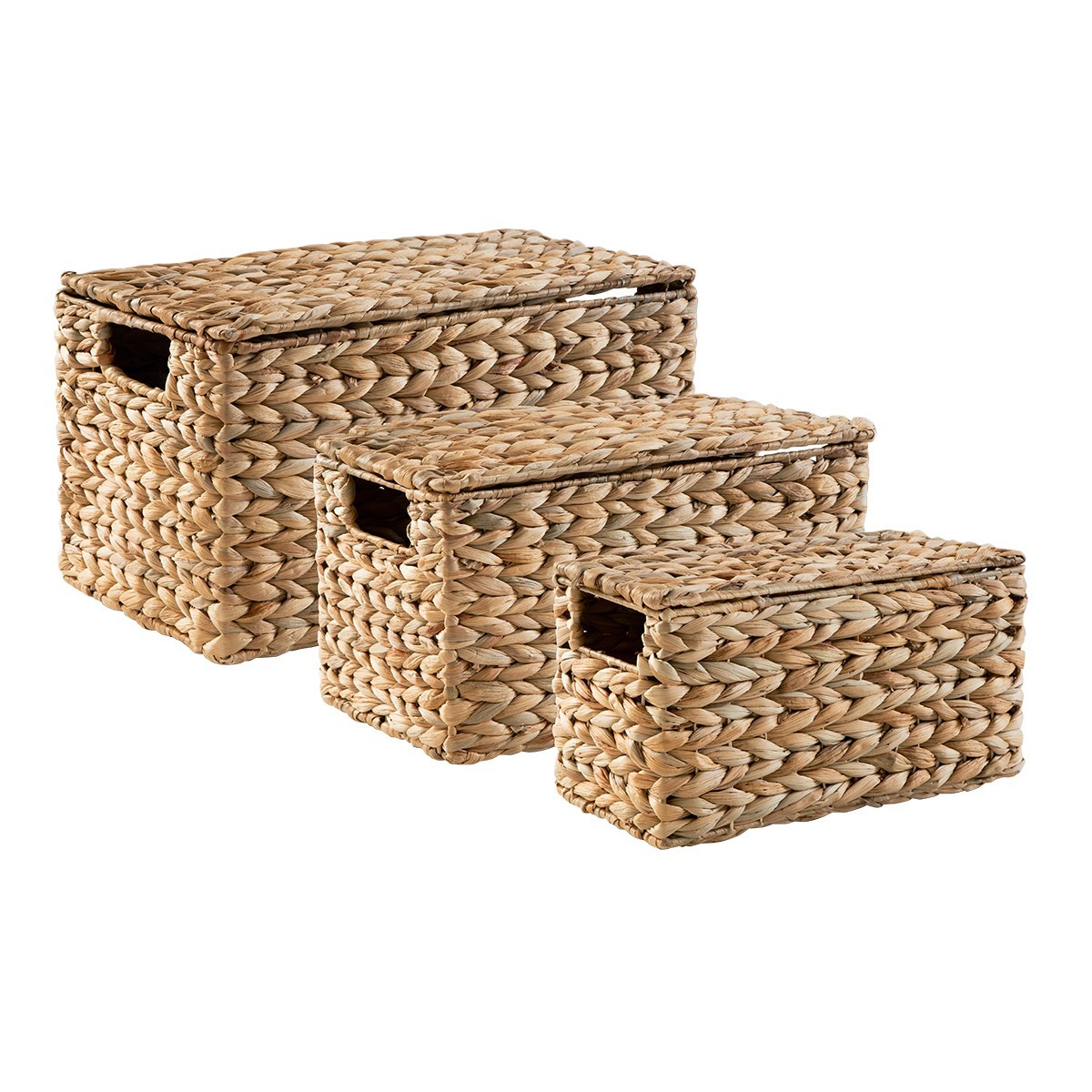 Lot de 3 boîtes en jacinthe d'eau - MAYA beige, CALICOSY