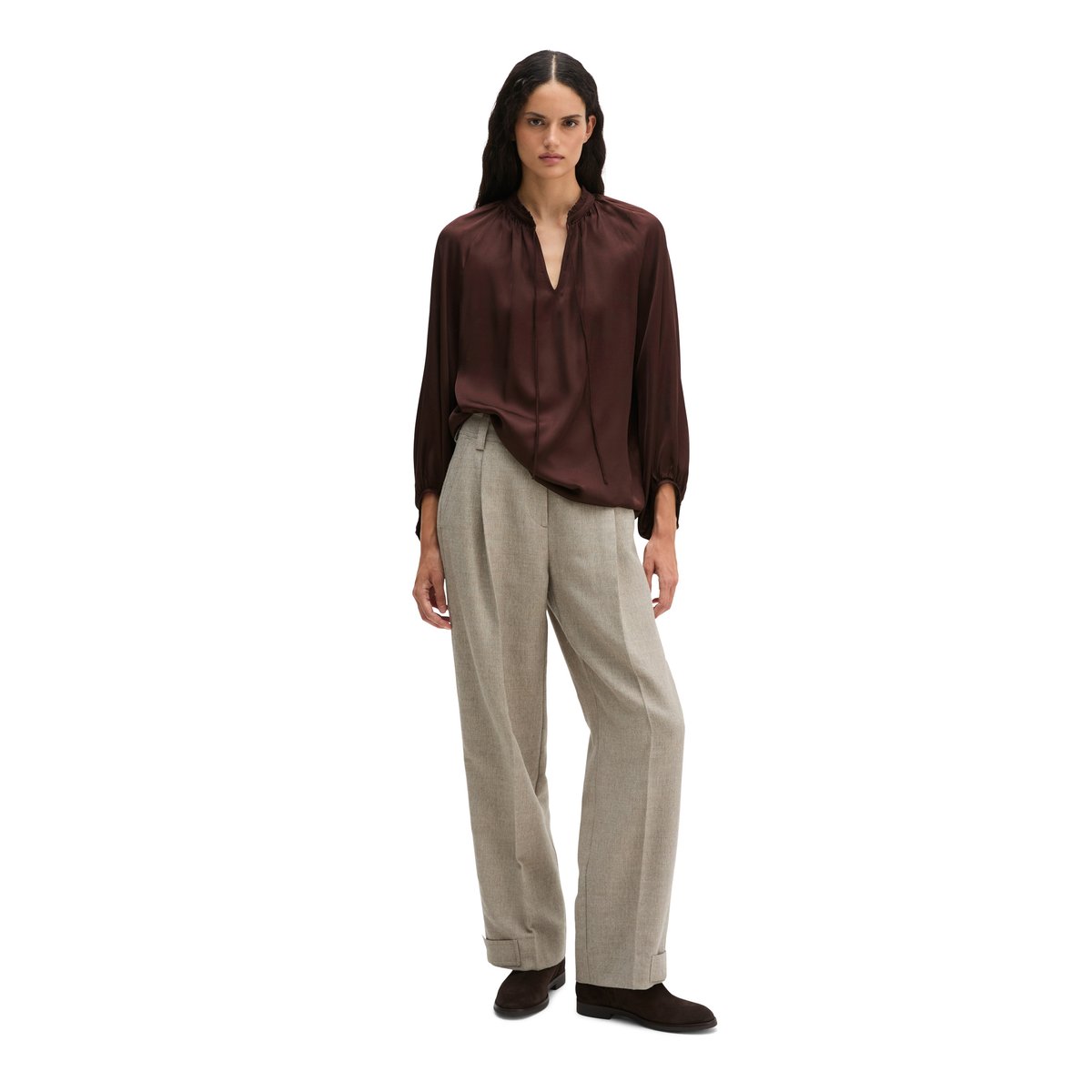 Chemisier bohème en satin, coupe décontractée en viscose fluide rouge, MARC O'POLO