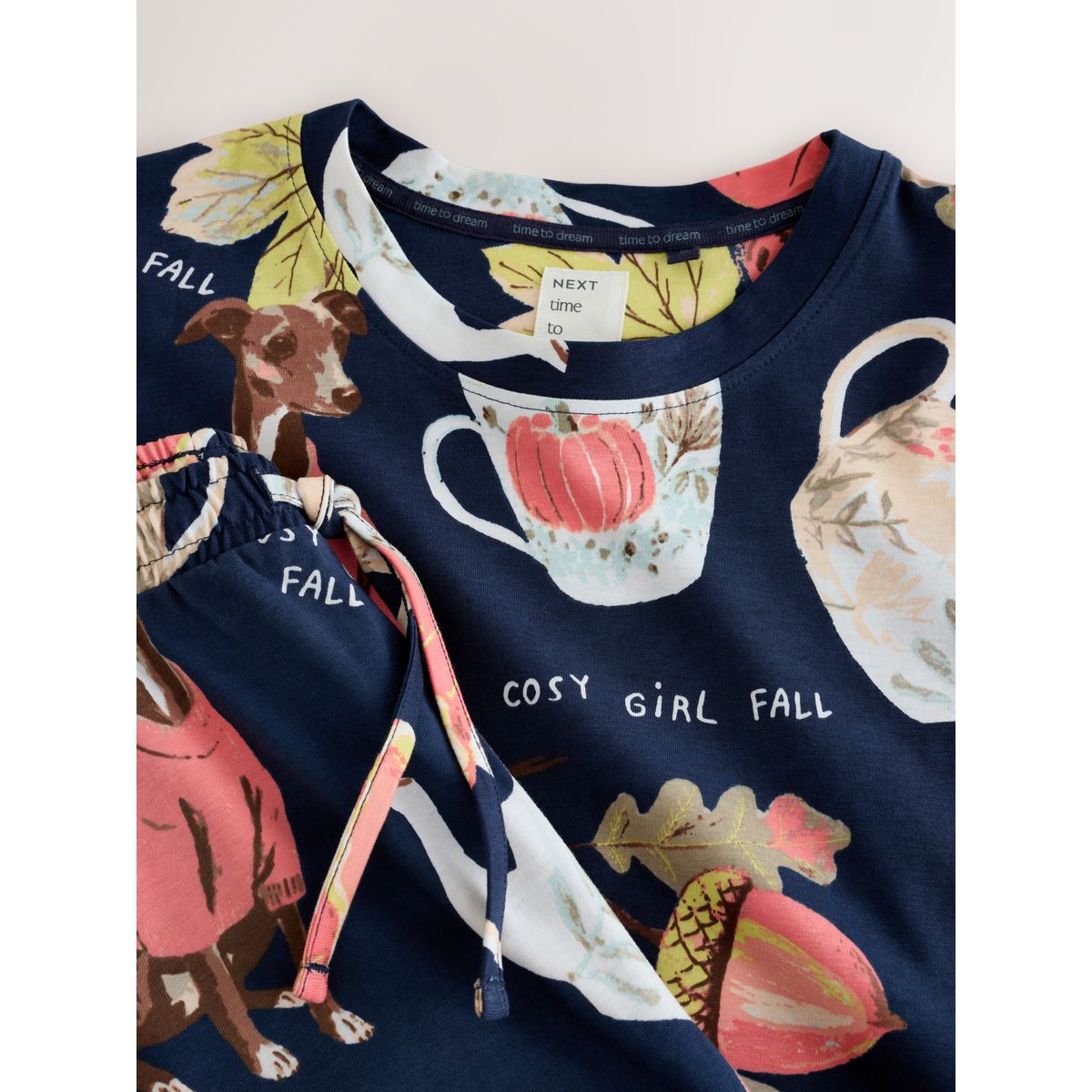 Pyjama à manches longues en coton citrouille navy whippet, NEXT