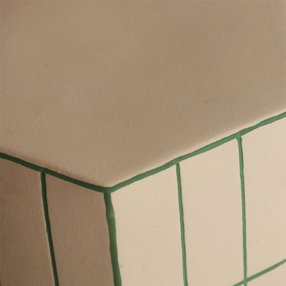 Table d'appoint céramique collection VACIO beige et vert mat, RECOLLECTION