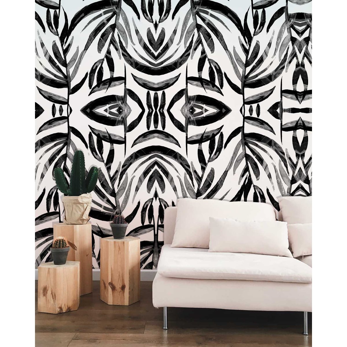 Papier peint panoramique Ethnique, Vert 510 x 250cm noir, ACTE DECO