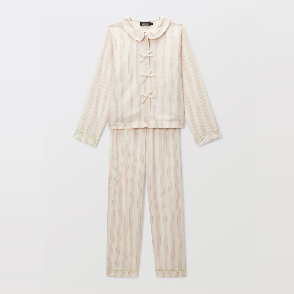 Pyjama manches longues avec col claudine imprimé en coton BIO GOTS naturel, MONOPRIX