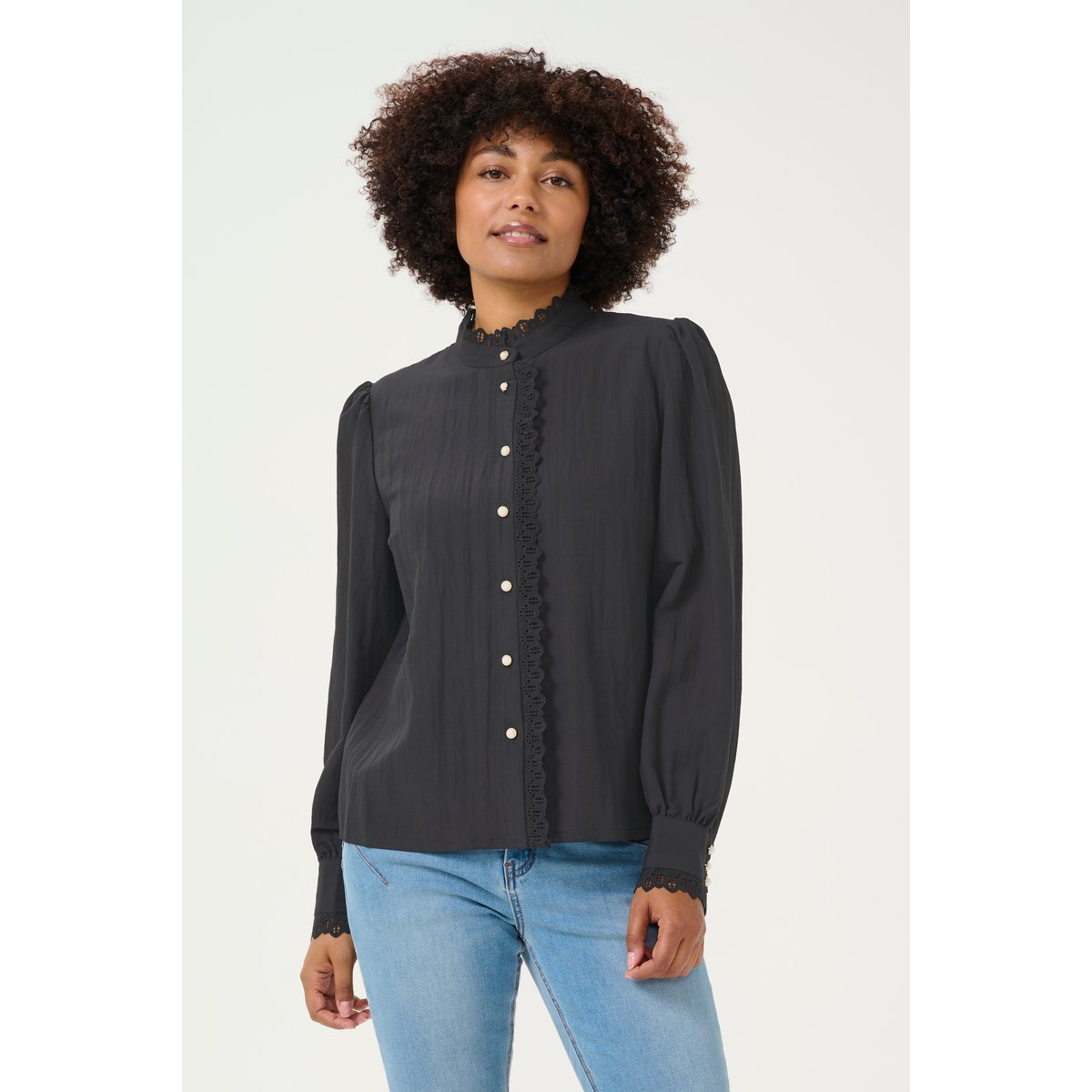 Long sleeved shirt noir pitch black, CREAM