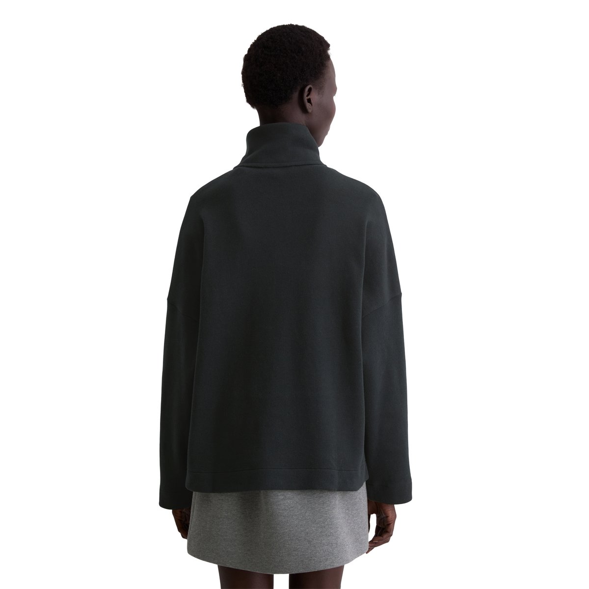 Sweat-shirt à demi-zip relaxed en coton organique doux bleu foncé, MARC O'POLO