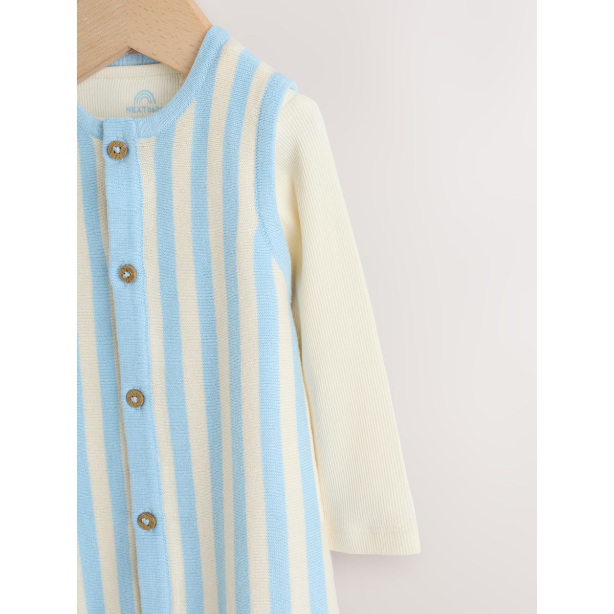 Ensemble body et salopette en maille bébé rayures bleues, NEXT