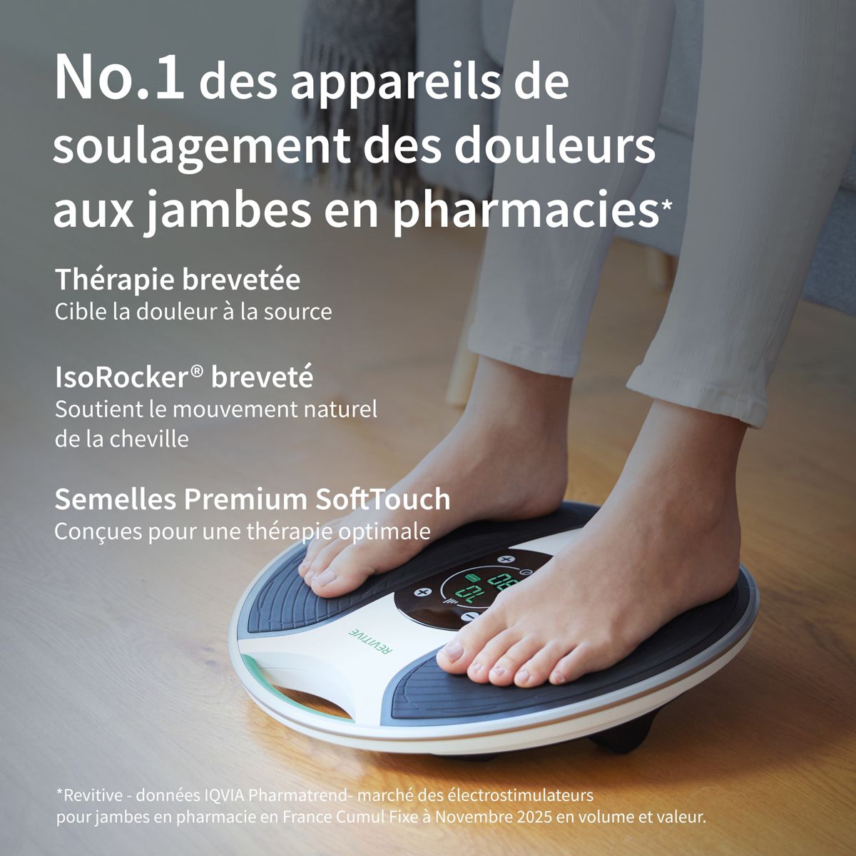 Stimulateur circulatoire Medic genou blanc + noir, REVITIVE