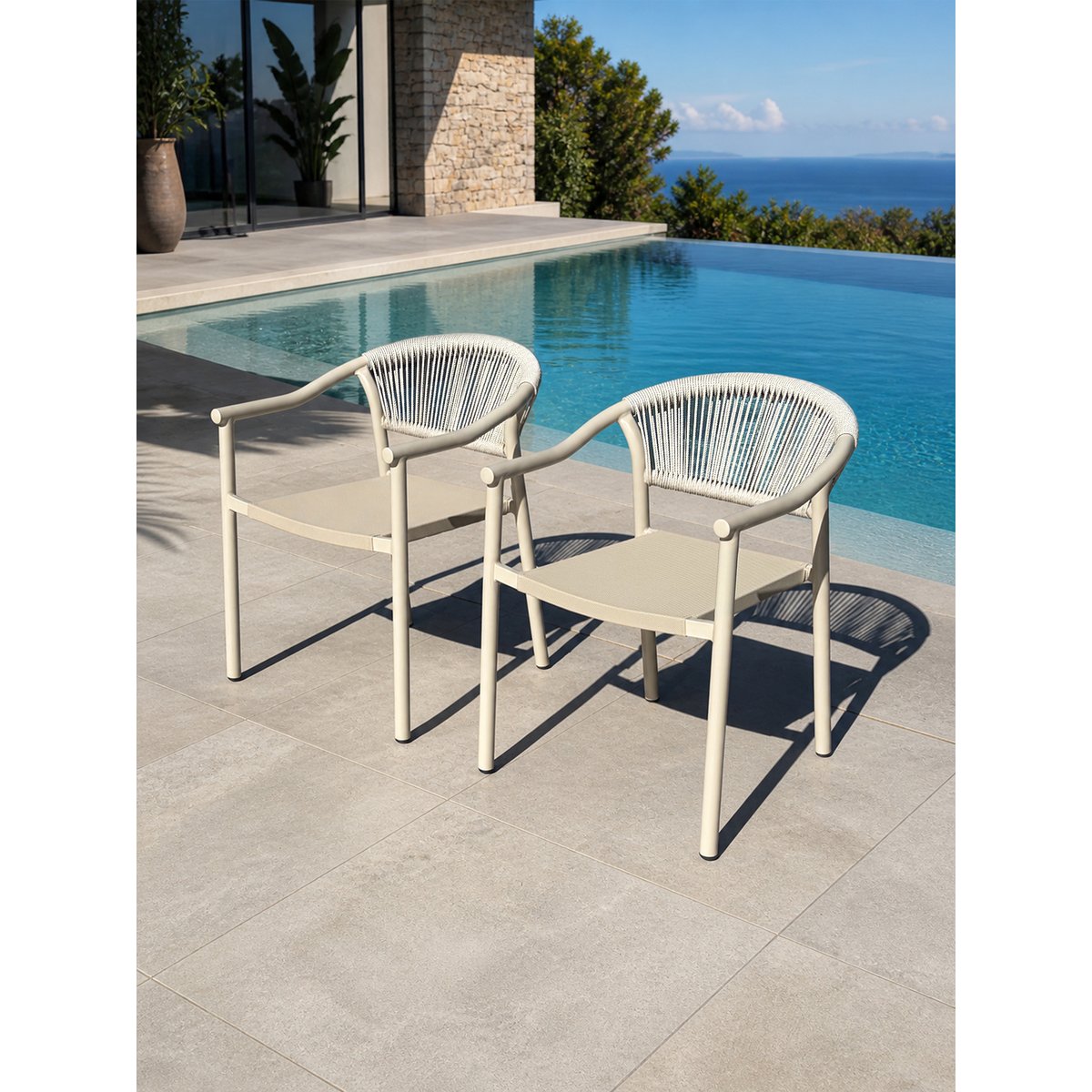 Lot de 2 fauteuils de jardin SUMBA grège, DCB GARDEN