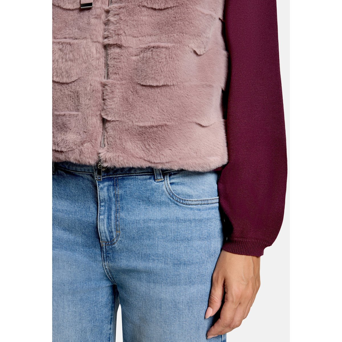 Veste imitation fourrure à poches extérieures light mauve, CARTOON