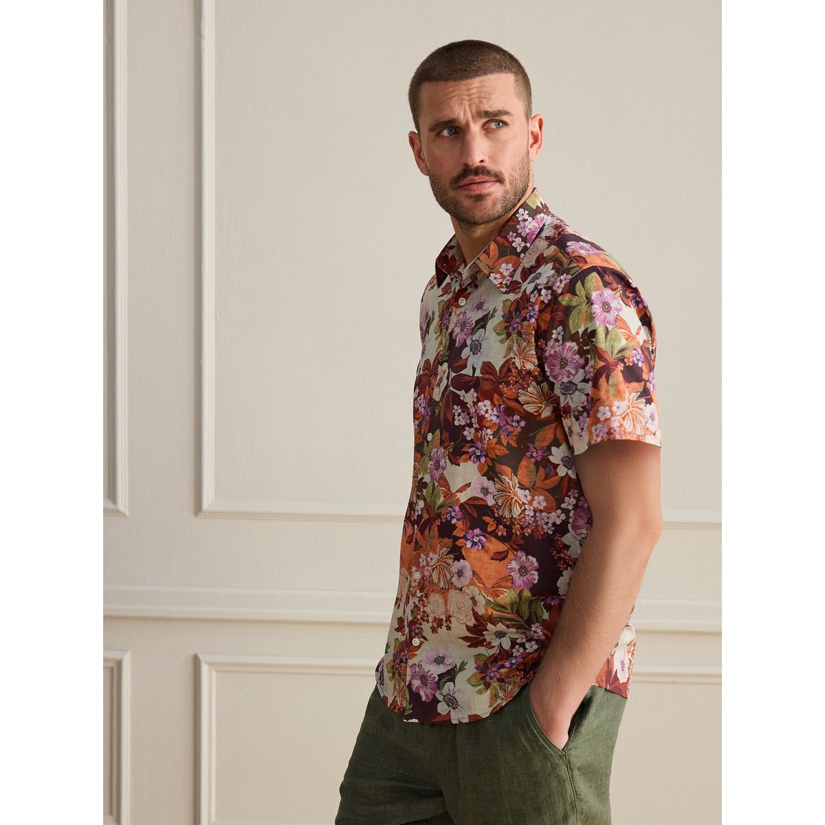 Chemise à manches courtes en coton imprimé multi-couleurs, NEXT