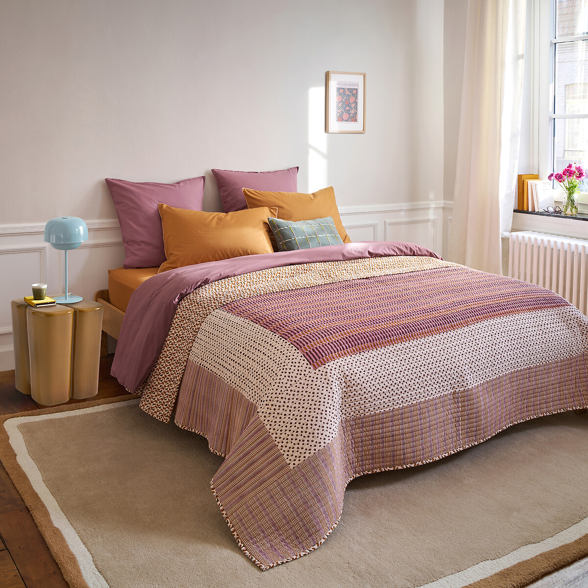 Couvre-lit matelassé imprimé patchwork coton lavé, NAHRO imprimé, LA REDOUTE INTERIEURS