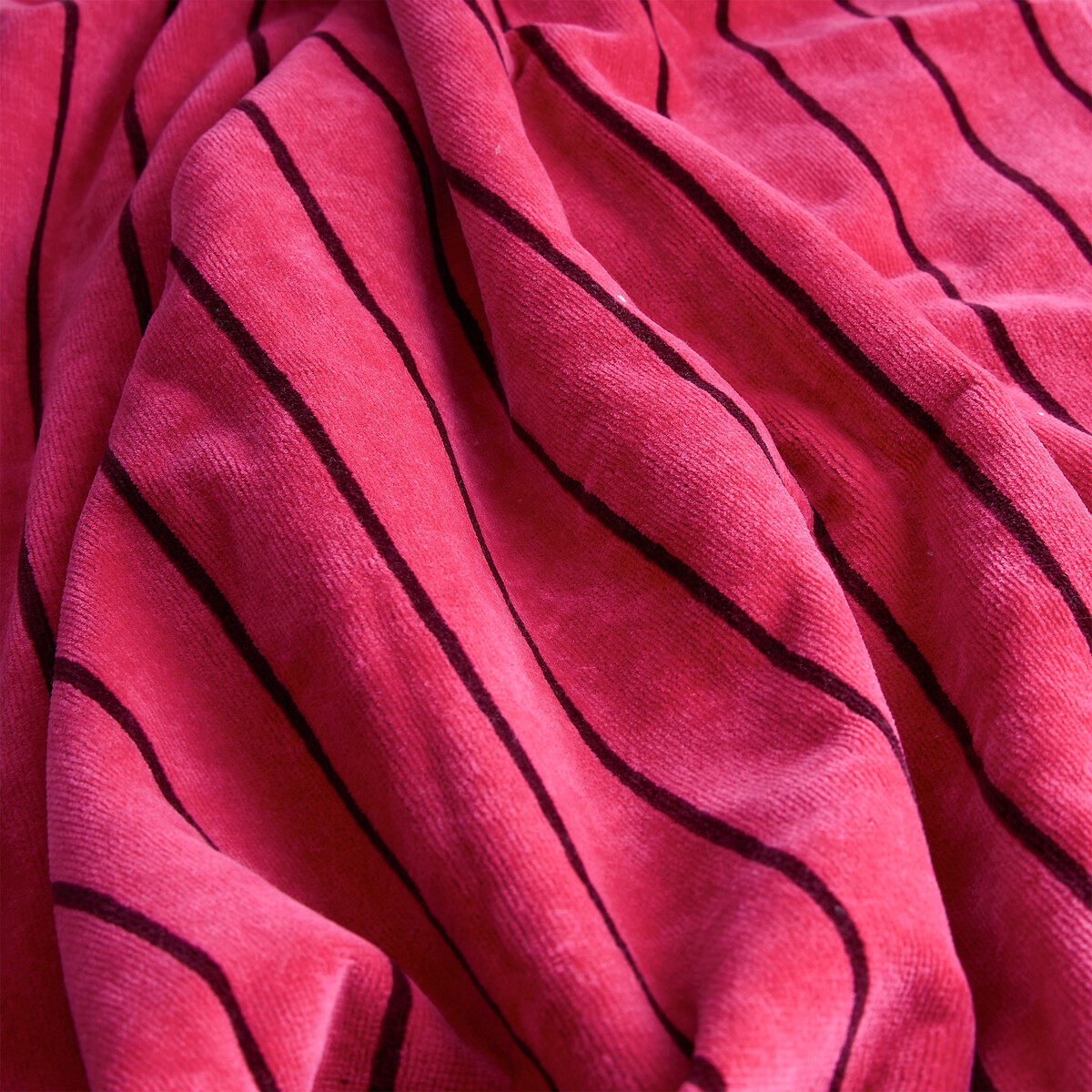 Handtuch MARINI, gestreift, Velours-Frottee 500g rosa/bordeauxrot, LA REDOUTE INTERIEURS
