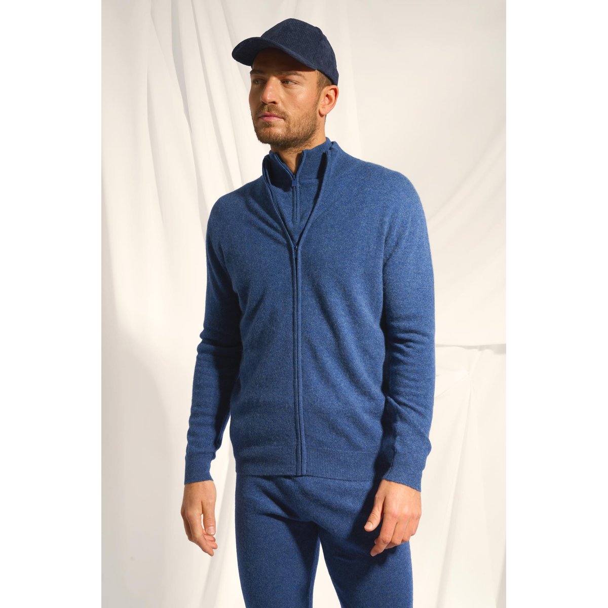 Pull Camionneur Ocean Chiné Bradley bleu foncé chiné, JUST CASHMERE