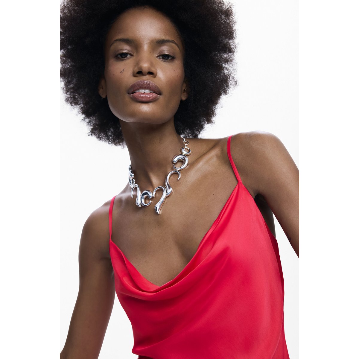 Robe nuisette asymétrique rouge, DESIGUAL