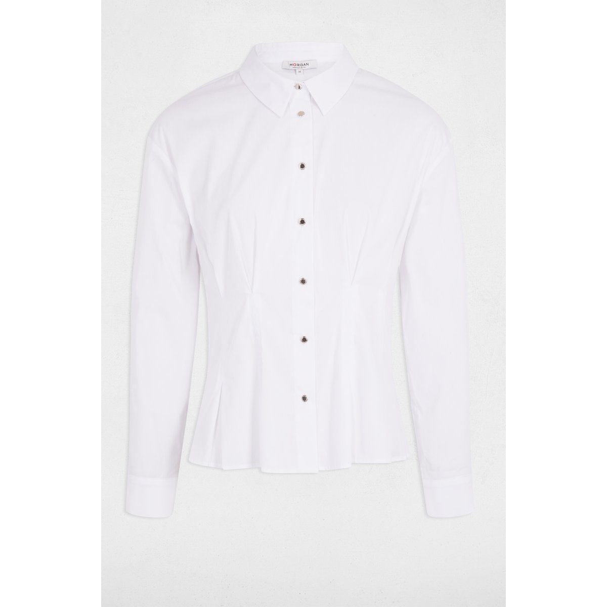 Chemise cintrée col à revers blanc, MORGAN