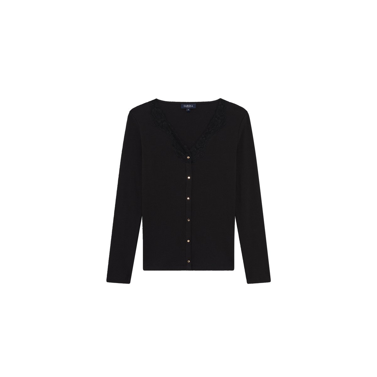 Tshirt ajusté col v TPATRIZIA noir, CAROLL