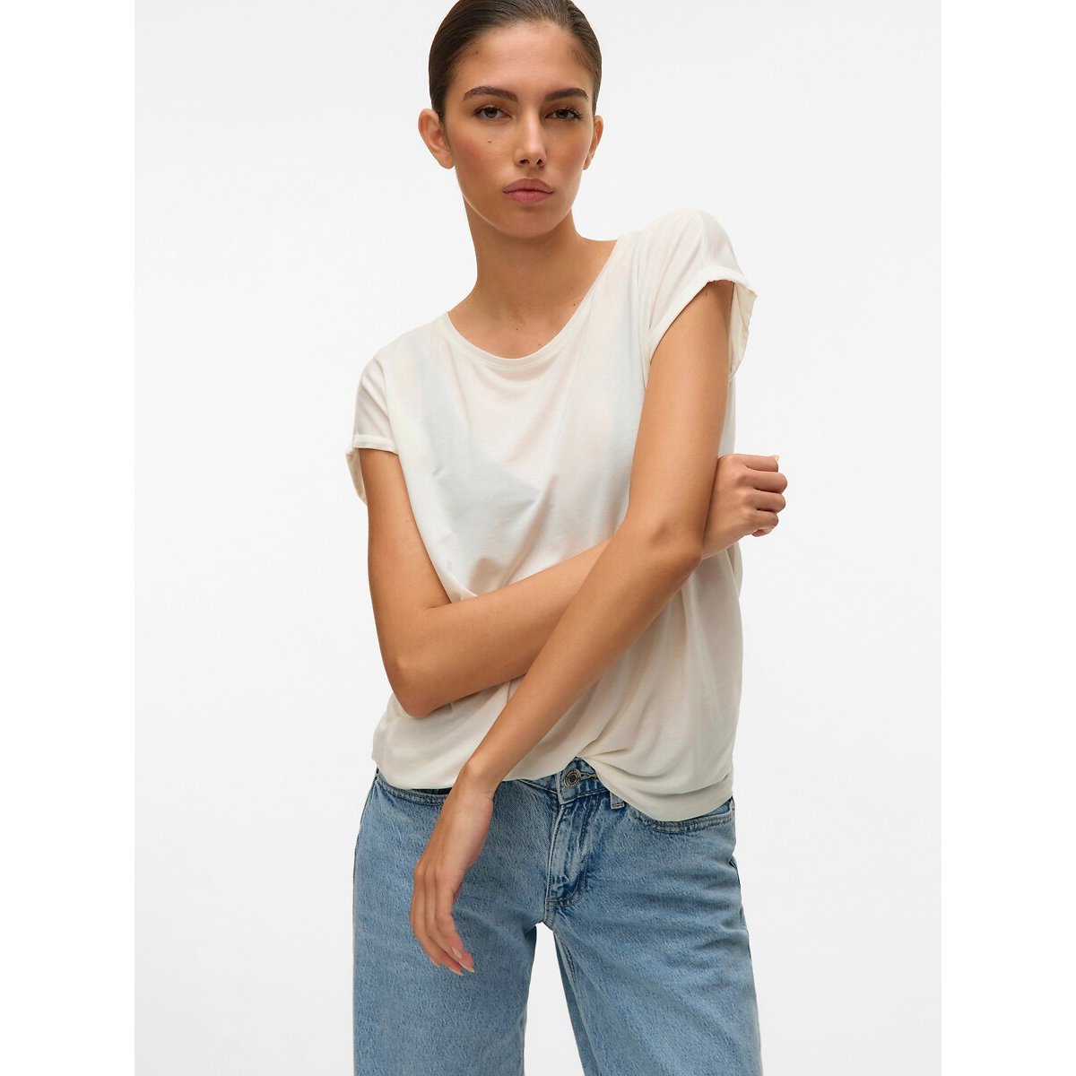 T-shirt a maniche corte bianco, VERO MODA