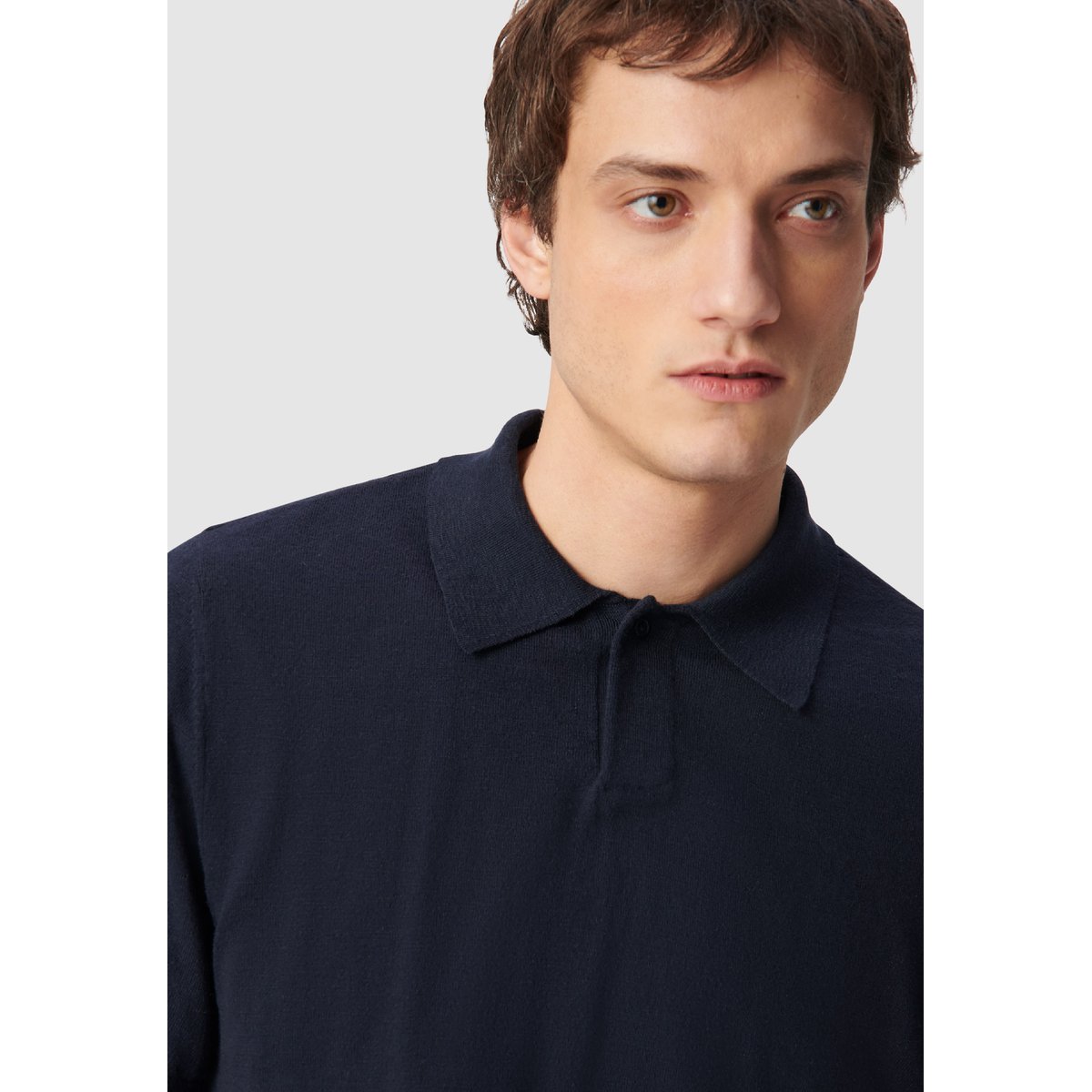 Polo manches courtes maille flammée bleu marine, IKKS