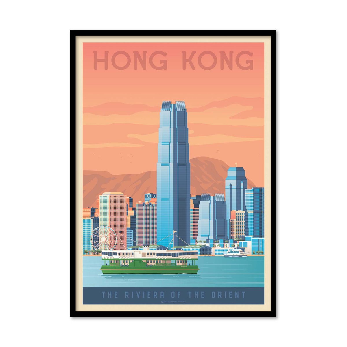 Affiche d'art - Hong Kong - Olahoop Travel Posters orange, WALL EDITIONS