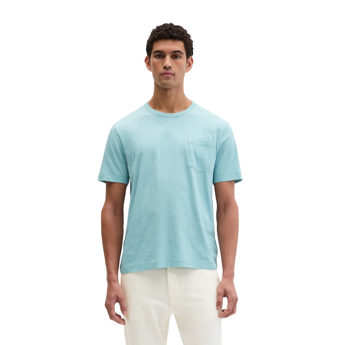 T-shirt coupe classique en jersey slub doux vert clair, MARC O'POLO