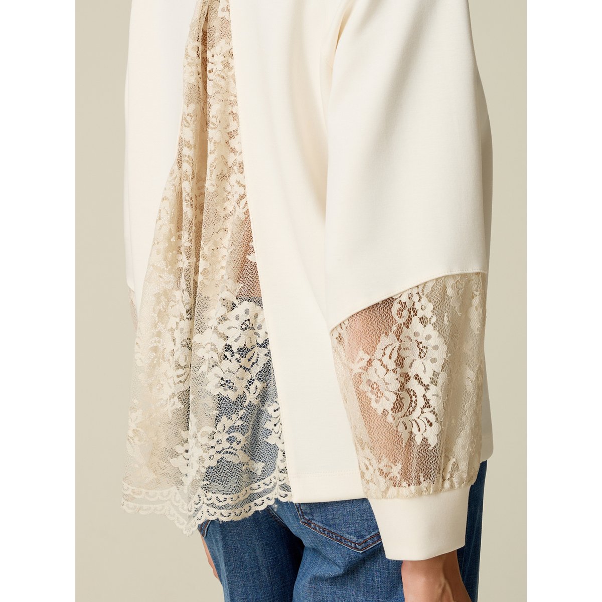 Sweat-shirt avec inserts transparents blanc, OLTRE