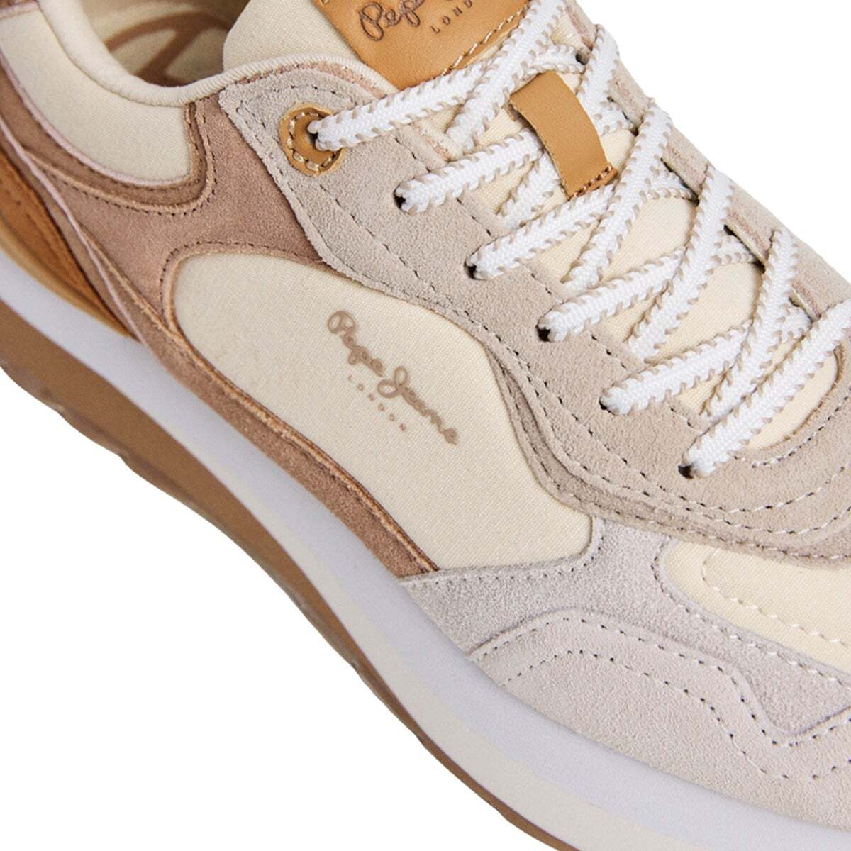 Ball - Baskets En Cuir Avec Clous blanche bougie, PEPE JEANS