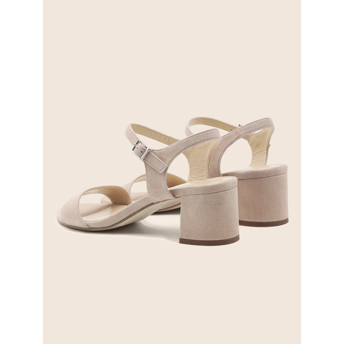 Sandales moyen talon cuir daim bleu, JULES & JENN