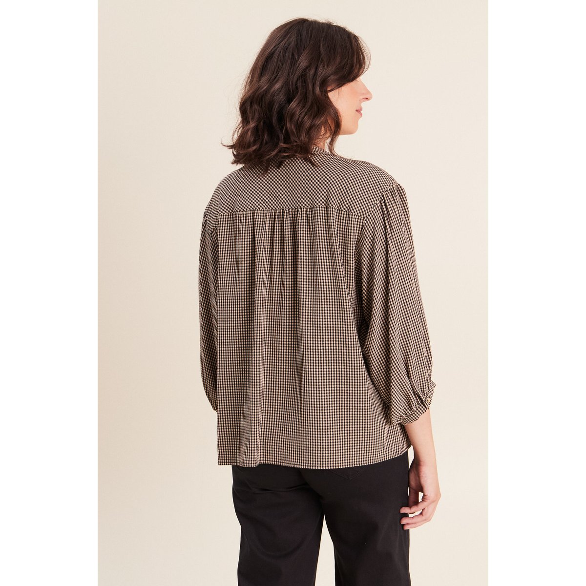 Chemise ample col rond manches longues noir, BREAL