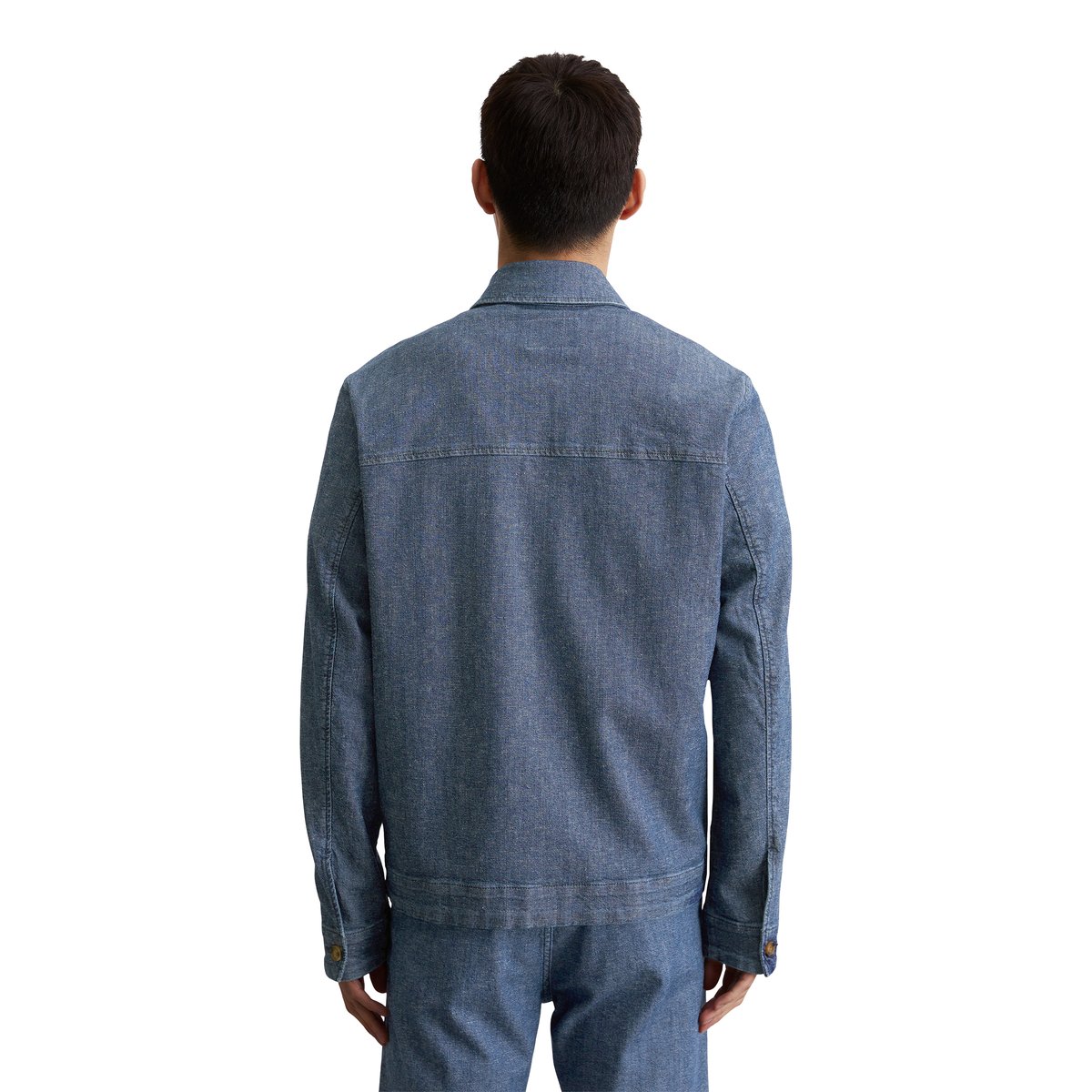 Veste en jean regular en mélange de coton et de chanvre bio bleu moyen, MARC O'POLO