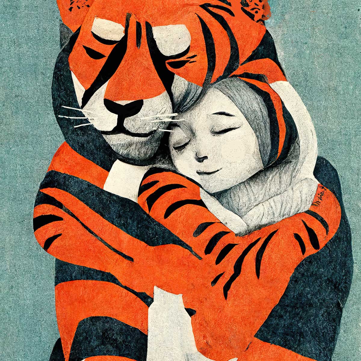 Affiche enfant mon tigre et moi affiche seule, HEXOA