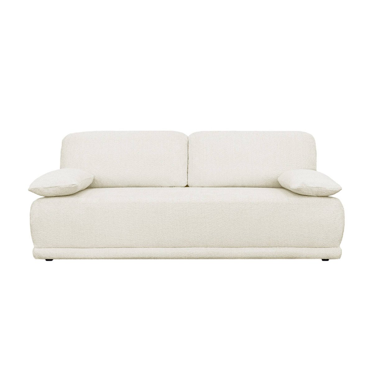 Banquette convertible 3 places bouclette avec coffre NELSON blanc cassé, SWEEEK