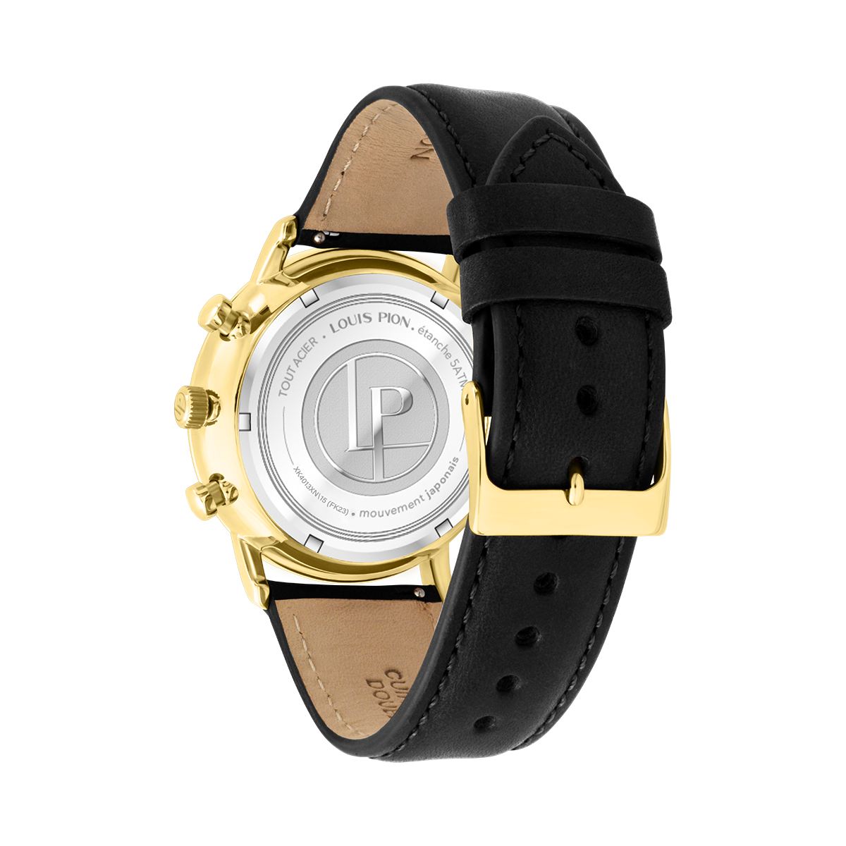 Montre Analogique AUGUSTE doré noir vif noir, LOUIS PION