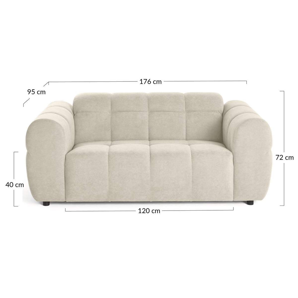 Canapé fixe 2 places - RAY gris, BEST MOBILIER