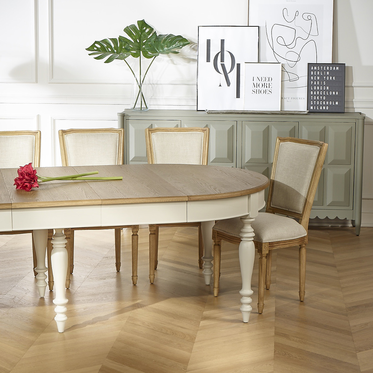 Lot de 2 chaises en bois et lin MARIE ANTOINETTE lin, ROBIN DES BOIS