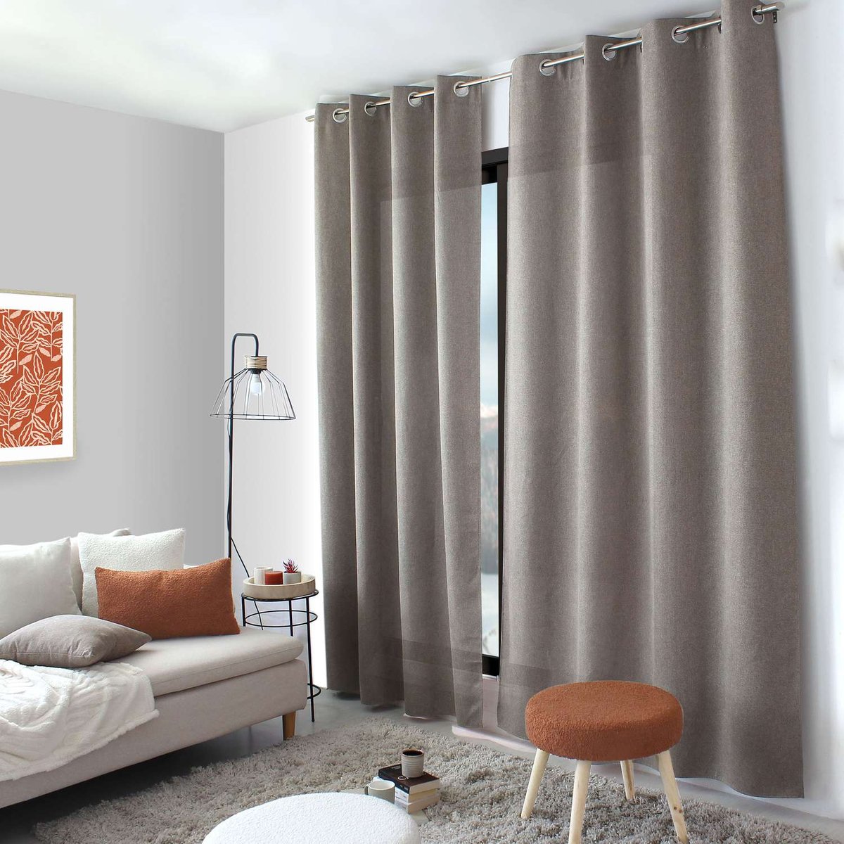 Rideau en velours chenillé taupe, TOILINUX